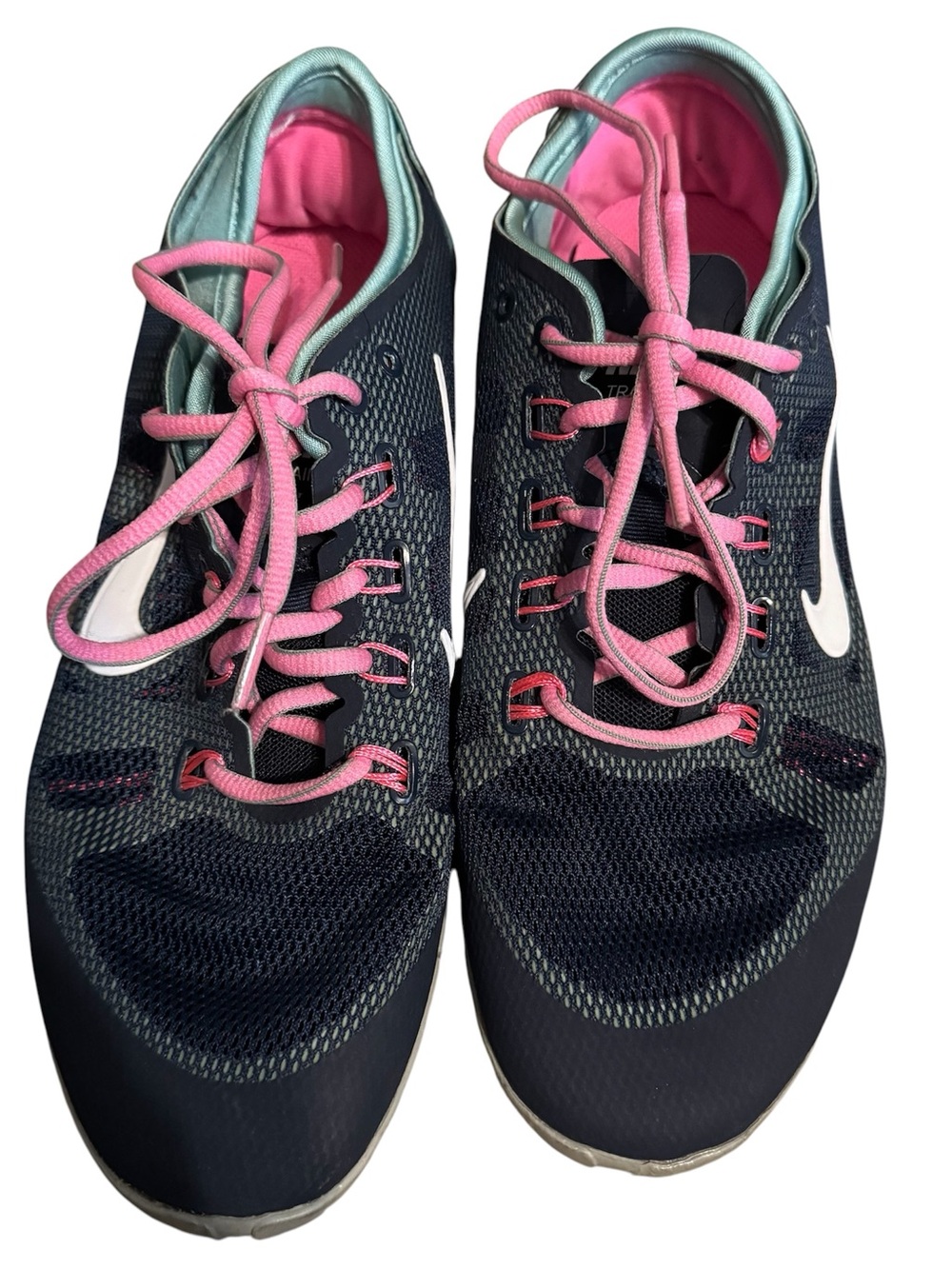 Nike Women's Dark Navy Athletic Sneakers with Pink Laces